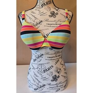 Victoria's Secret Body By Victoria IPEX Bra 38D Multicolor Striped Molded Cup
